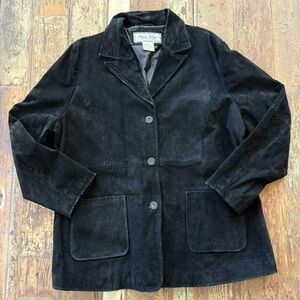 Paris Blues Vintage Y2K Rare Black Suede Leather Blazer Jacket | 2XL